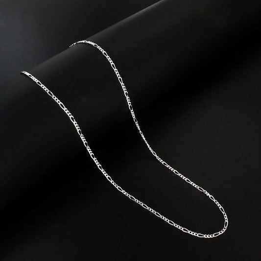 925 Sterling Silver women figaro Neck chain 18"