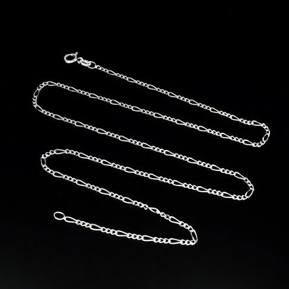 925 Sterling Silver women figaro Neck chain 18"