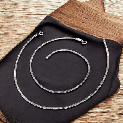 925 Sterling Silver women Double Box Chain Anklet Ankle Pair 10.2"