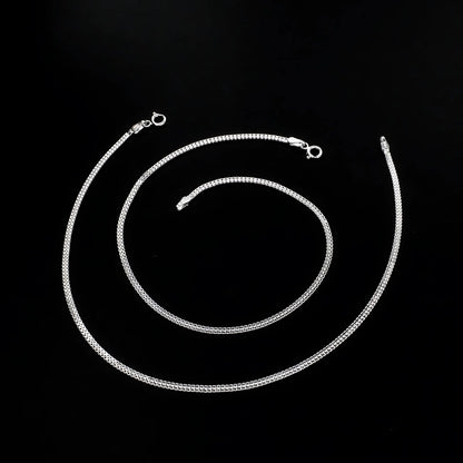 925 Sterling Silver women Double Box Chain Anklet Ankle Pair 10.2"