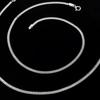 925 Sterling Silver women Double Box Chain Anklet Ankle Pair 10.2"