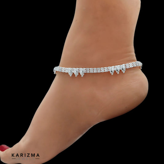 Real Sterling Silver amazing women Anklet Ankle Bracelet 10.3"