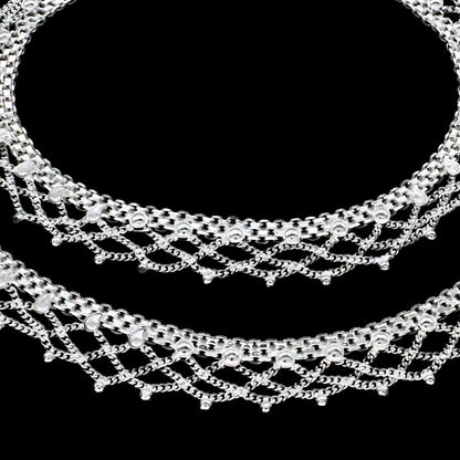 Real Sterling Silver Jhallar style Anklet Ankle Bracelet 10.3"