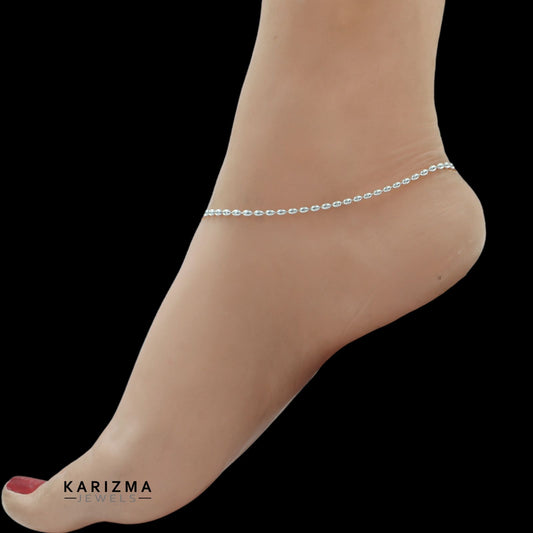 925 Sterling Silver Excellent gifting Oval Ball Design girlish Anklets Ankle Bracelet 10.3"