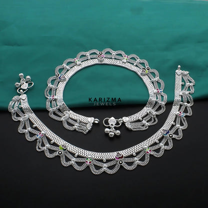 Real Sterling Silver women Bridal style Pink CZ Anklet Ankle Bracelet 10.3"