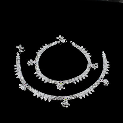 Real Sterling Silver women party wear Anklet Ankle Bracelet 10.3"