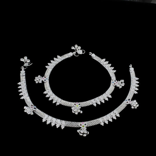 Real Sterling Silver women party wear Anklet Ankle Bracelet 10.3"