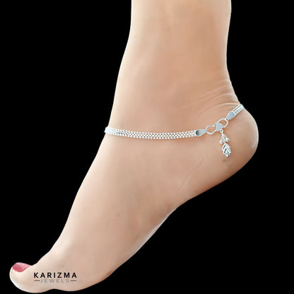 925 Sterling Silver women Excellent Anklets Pair 10.3"
