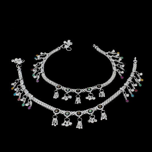 Real Sterling Silver women brides collection Anklet Ankle Bracelet 10.3"