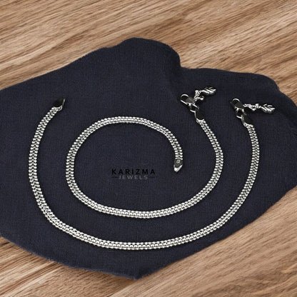 925 Sterling Silver women Excellent Anklets Pair 10.3"