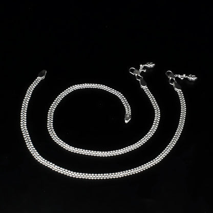925 Sterling Silver women Excellent Anklets Pair 10.3"
