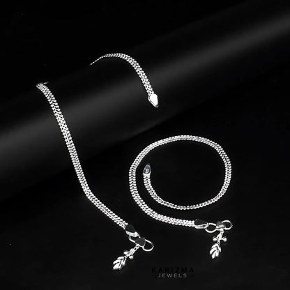 925 Sterling Silver women Excellent Anklets Pair 10.3"