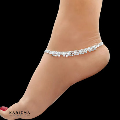 Real Sterling Silver Women gifting Anklet Ankle Bracelet 10.3"