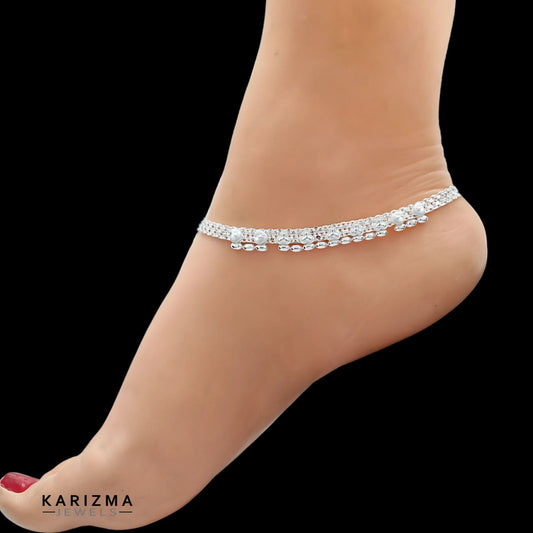 Real Sterling Silver Women gifting Anklet Ankle Bracelet 10.3"