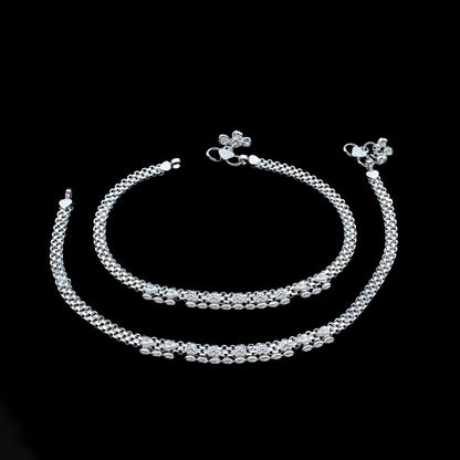 Real Sterling Silver Women gifting Anklet Ankle Bracelet 10.3"