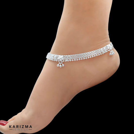 Real Sterling Silver women gifting jewelery Anklet Ankle Bracelet 10.3"