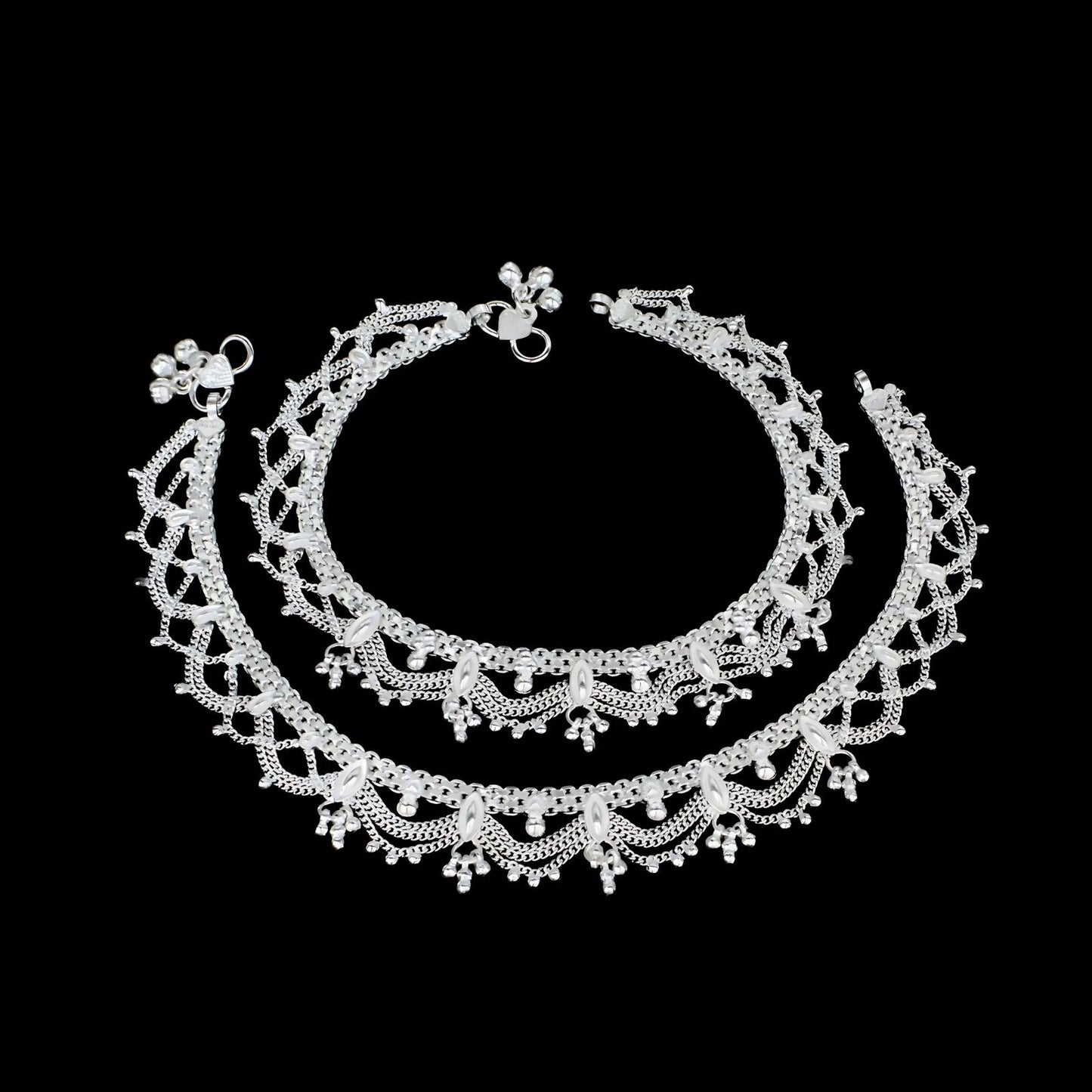 Real Sterling Silver women gorgeous Anklet Ankle Bracelet 10.5"