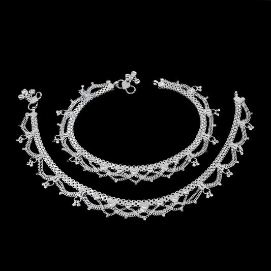 Real Sterling Silver women Anklet Ankle Bracelet 10.5"