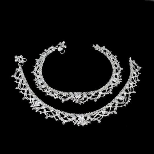 Real Sterling Silver women amazing Anklet Ankle Bracelet 10.3"