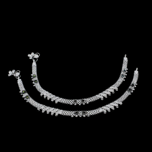Traditional Real Sterling Silver women Anklet Ankle Bracelet 10.2"