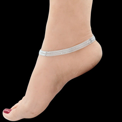 Exclusive 925 Sterling Silver Wheat chain Anklet Pair 10.2"