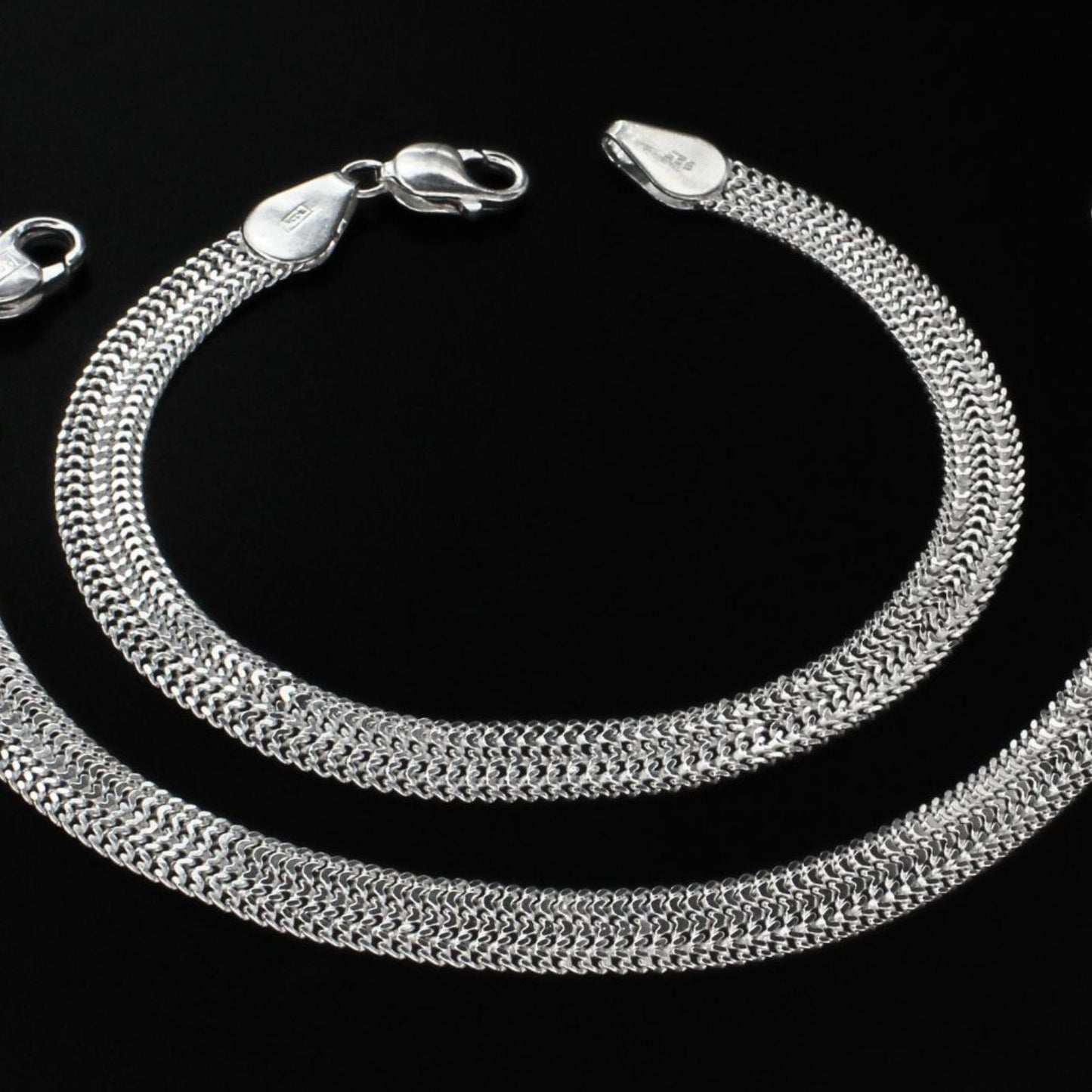 Exclusive 925 Sterling Silver Wheat chain Anklet Pair 10.2"
