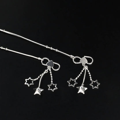 925 Sterling Silver ball beaded Chain Anklet Pair 10.3"