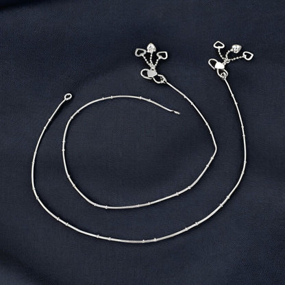 925 Sterling Silver girlish Chain Anklet Pair 10.3"