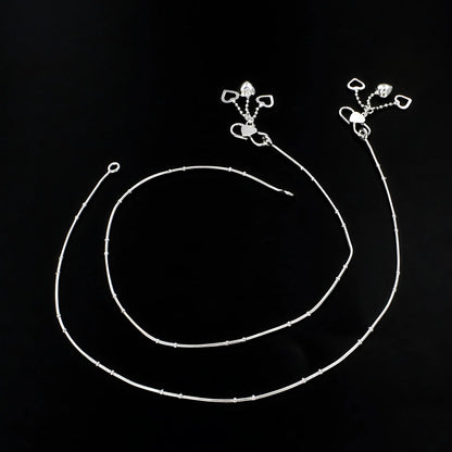 925 Sterling Silver girlish Chain Anklet Pair 10.3"