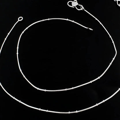 925 Sterling Silver girlish Chain Anklet Pair 10.3"