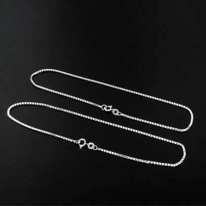 925 Sterling Silver girlish box Chain Anklet Pair 10.3"