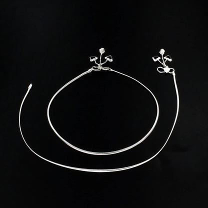 925 Sterling Silver women boho style Chain Anklet Pair 10.3"