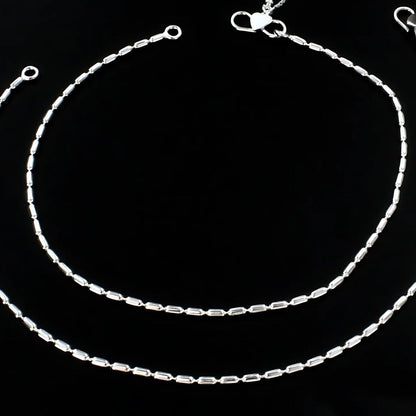 Girlish 925 Sterling Silver capsule design Chain Anklet Pair 10"