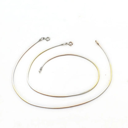 Three tone Girlish 925 Sterling Silver Chain Anklet Pair 10"