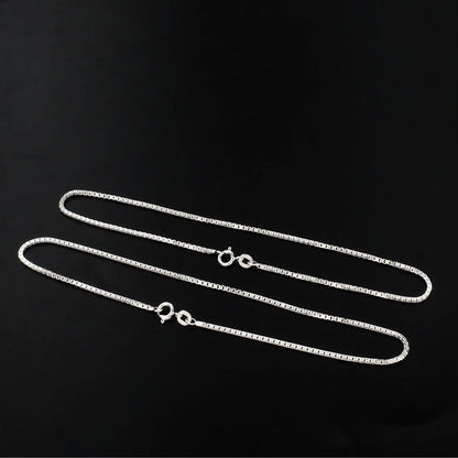 925 Sterling Silver box Chain Anklet Pair 10.3"