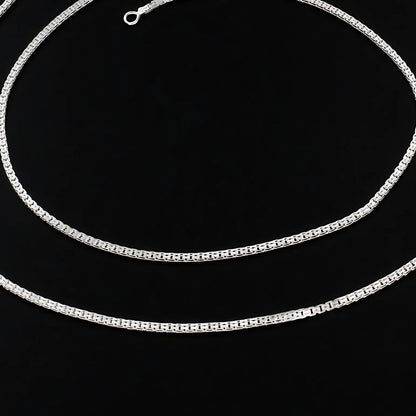925 Sterling Silver box Chain Anklet Pair 10.3"