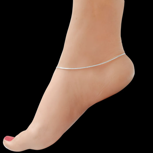 925 Sterling Silver women gifting Chain Anklet Pair 10.3"