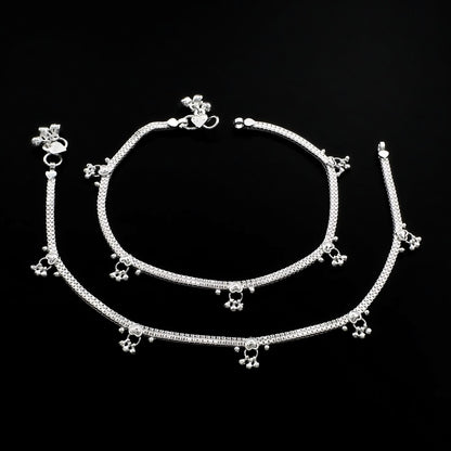 Real Sterling Silver women cultural design Anklet Ankle Pair 10.8"