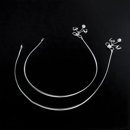 925 Sterling Silver women snake chain Anklet Pair 10.3"