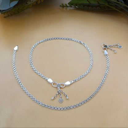 Daily wear 925 Sterling Silver women Bismark chain Anklet Pair 10.3"