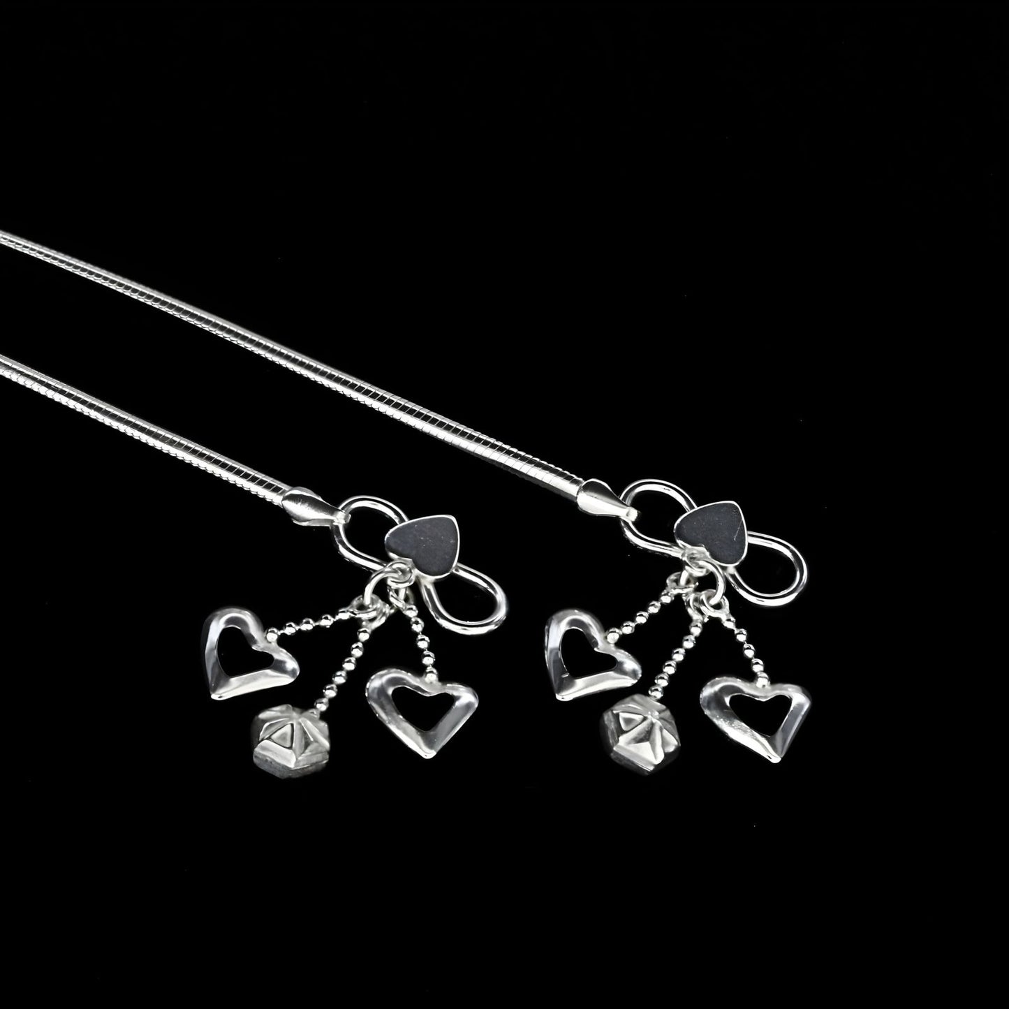 Beah wear 925 Sterling Silver women rope design chain Anklet Pair 10.3"