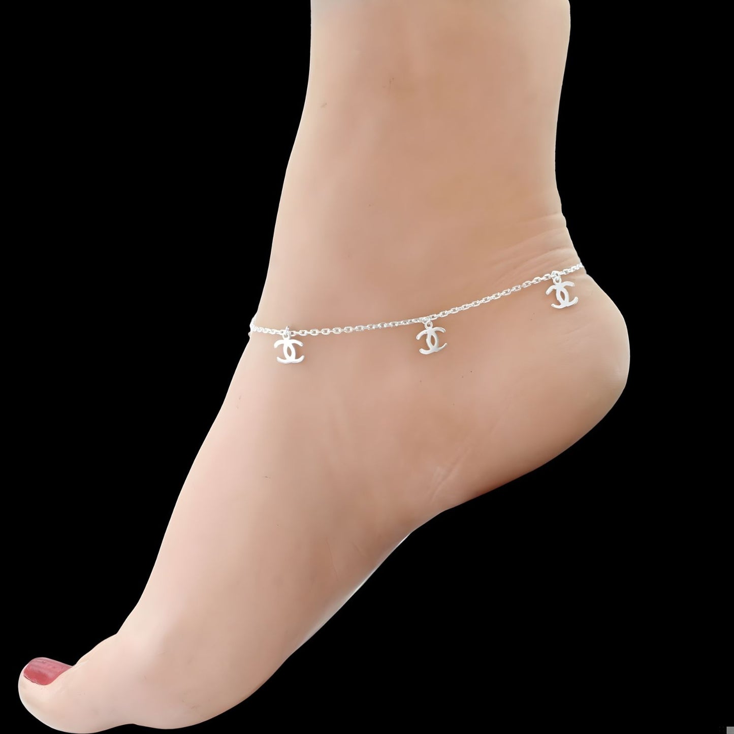 Boho style Exclusive charm 925 Sterling Silver girlish Chain Anklet Pair 10.4"