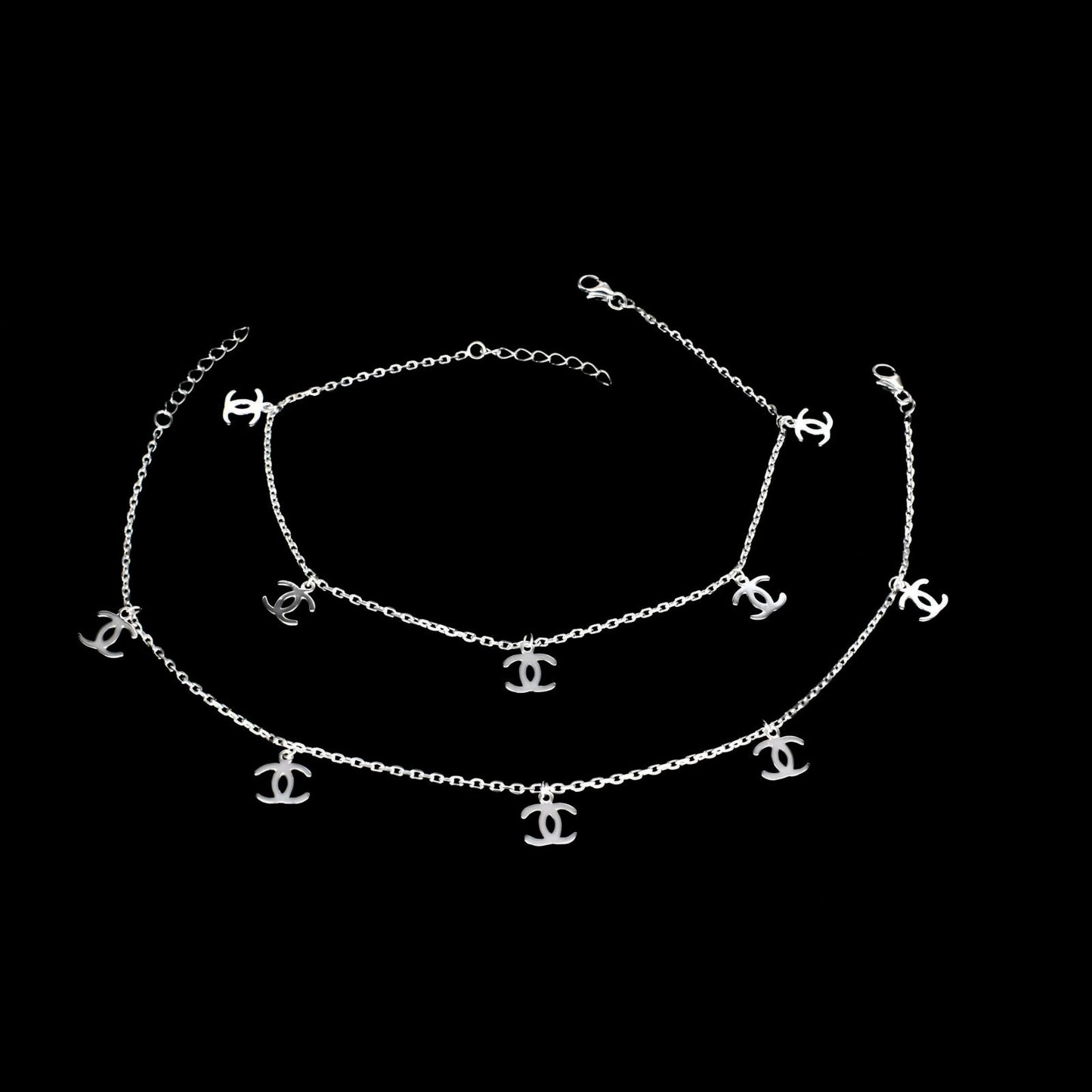 Boho style Exclusive charm 925 Sterling Silver girlish Chain Anklet Pair 10.4"