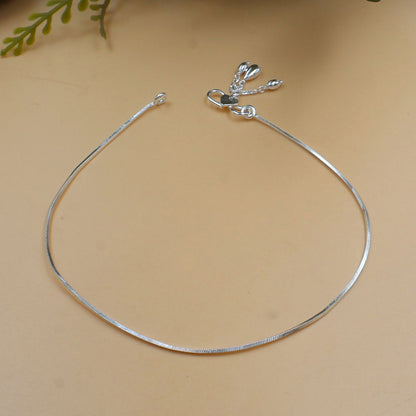 925 Sterling Silver women snake Chain Anklet 10.3" - Single