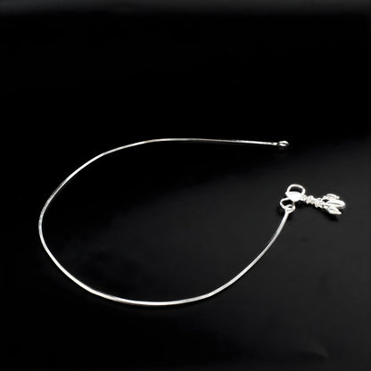 925 Sterling Silver women snake Chain Anklet 10.3" - Single