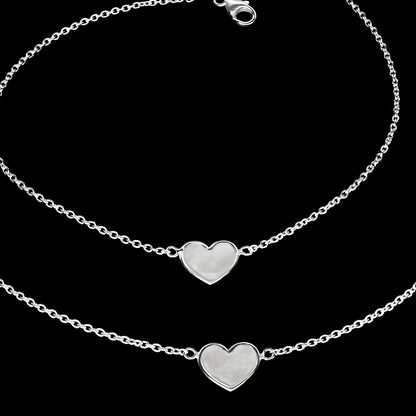 925 Sterling Silver girlish Dainty heart charm beach wear foot Anklet Pair 10.5"