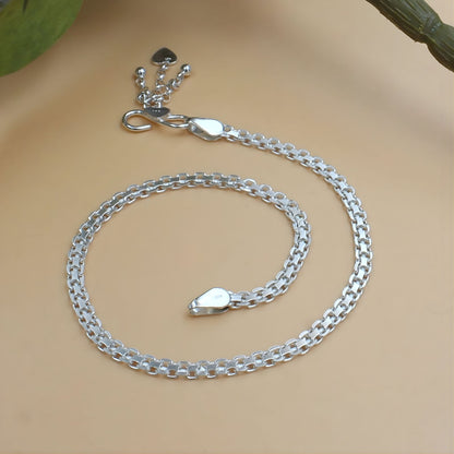 925 Sterling Silver women Divine Bismark Anklet 10.3" - Single