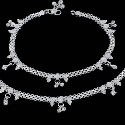 Real Sterling Silver handmade gifting Anklets for women Ankle Pair 10.3"