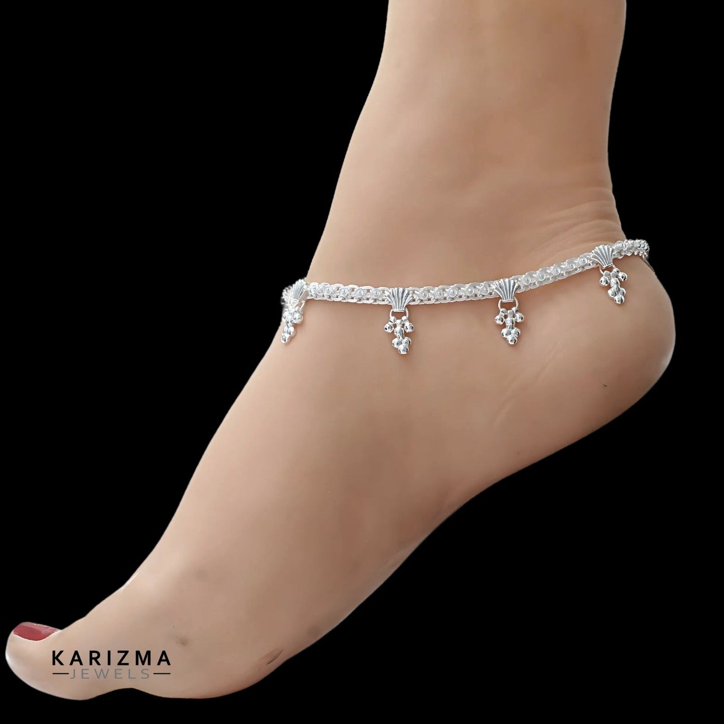 Real Sterling Silver daily wear women Anklets Ankle Pair 10.3"