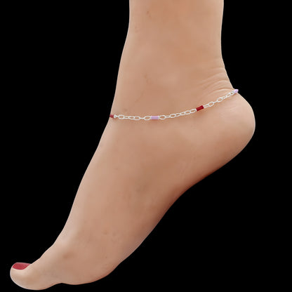 Beach Wear 925 Sterling Silver Chain women Payal Anklet Pair 10.5"